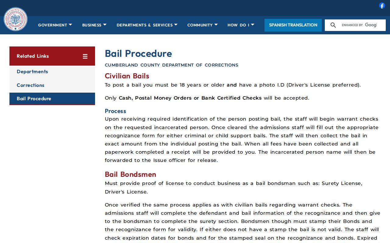 Cumberland County 24-hour release bail processing information
