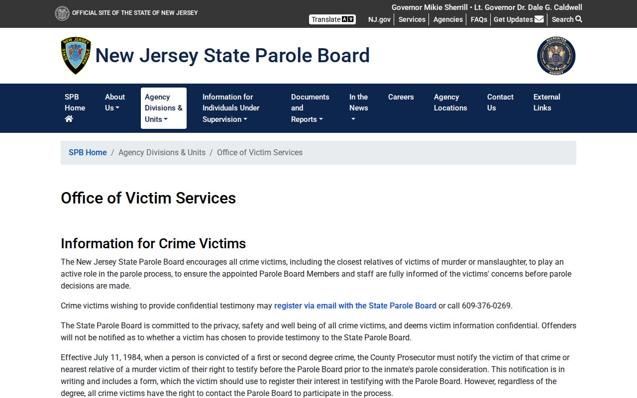Cumberland County VINE release notification referral and separate parole registration